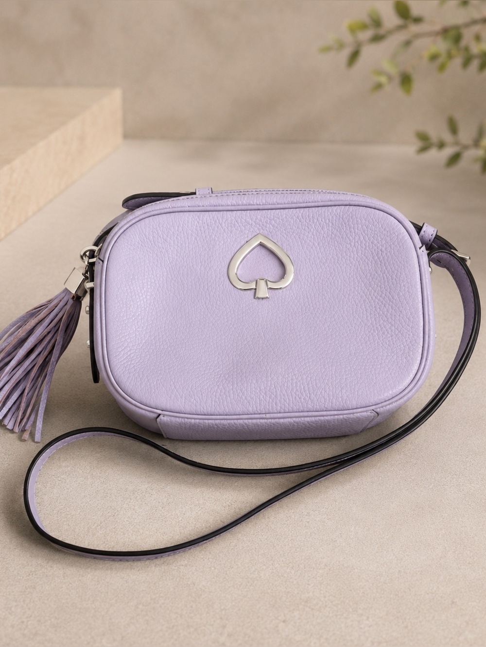 Kate Spade New York Kourtney Camera Bag Pebble Leather Lavender Crossbody EUC